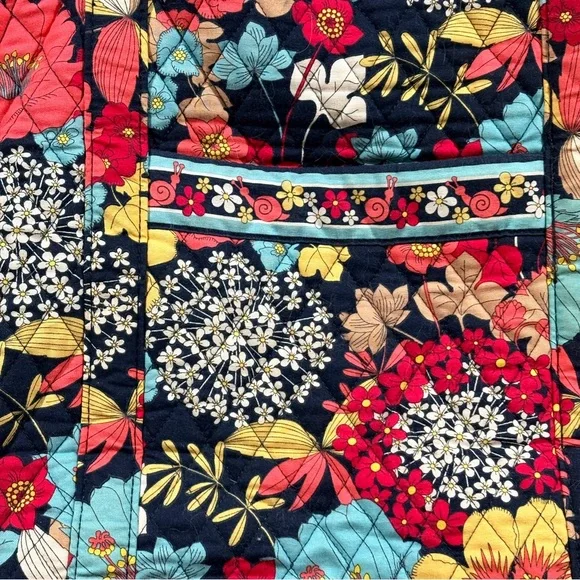 Vera Bradley Large Tote Happy Snails Fall Floral Travel Bag Boho Chic - Picture 3 of 6